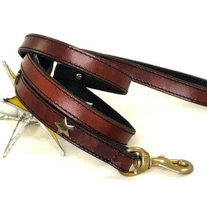 Brown Leather Leash with Stars, 4 ft